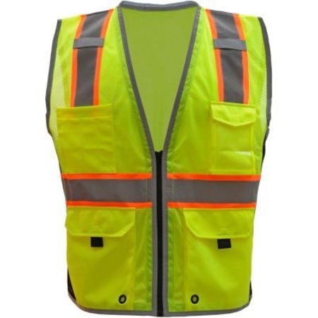 GSS SAFETY GSS Safety Class 2 Hype-Lite Safety Vest w/Black Side-Lime-XL 1703-XL